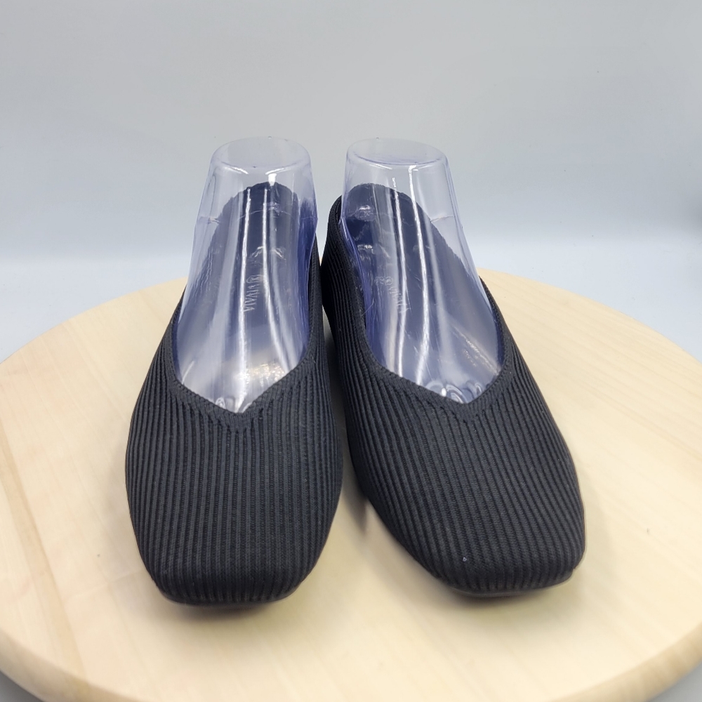 Vivaia Square-Toe V-Cut Flats Margot 2.0 Black Women Size EU 40.5 or US 9 to 9.5 - Picture 2 of 11